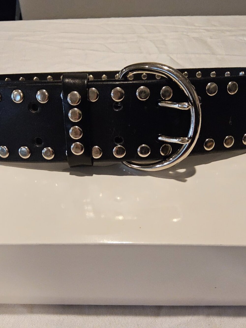 Genuine Italian Black Leather Belt M